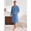 imageEkouaer Mens Robes Lightweight Waffle Knit Spa Bathrobe Soft Kimono Shower Robe V Neck Long Sleeve Sleepwear with PocketsBlue