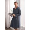 imageEkouaer Mens Robes Lightweight Waffle Knit Spa Bathrobe Soft Kimono Shower Robe V Neck Long Sleeve Sleepwear with PocketsDark Grey