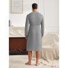 imageEkouaer Mens Robes Lightweight Waffle Knit Spa Bathrobe Soft Kimono Shower Robe V Neck Long Sleeve Sleepwear with PocketsLight Grey