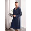 imageEkouaer Mens Robes Lightweight Waffle Knit Spa Bathrobe Soft Kimono Shower Robe V Neck Long Sleeve Sleepwear with PocketsNavy Blue