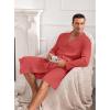 imageEkouaer Mens Robes Lightweight Waffle Knit Spa Bathrobe Soft Kimono Shower Robe V Neck Long Sleeve Sleepwear with PocketsRed