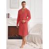 imageEkouaer Mens Robes Lightweight Waffle Knit Spa Bathrobe Soft Kimono Shower Robe V Neck Long Sleeve Sleepwear with PocketsRed