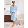 imageEkouaer Mens Robes Lightweight Waffle Knit Spa Bathrobe Soft Kimono Shower Robe V Neck Long Sleeve Sleepwear with PocketsSky Blue