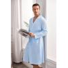 imageEkouaer Mens Robes Lightweight Waffle Knit Spa Bathrobe Soft Kimono Shower Robe V Neck Long Sleeve Sleepwear with PocketsSky Blue