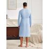 imageEkouaer Mens Robes Lightweight Waffle Knit Spa Bathrobe Soft Kimono Shower Robe V Neck Long Sleeve Sleepwear with PocketsSky Blue