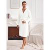 imageEkouaer Mens Robes Lightweight Waffle Knit Spa Bathrobe Soft Kimono Shower Robe V Neck Long Sleeve Sleepwear with PocketsWhite