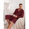 imageEkouaer Mens Robes Lightweight Waffle Knit Spa Bathrobe Soft Kimono Shower Robe V Neck Long Sleeve Sleepwear with PocketsWine Red