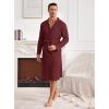 imageEkouaer Mens Robes Lightweight Waffle Knit Spa Bathrobe Soft Kimono Shower Robe V Neck Long Sleeve Sleepwear with PocketsWine Red