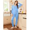 imageEkouaer Pajamas Set Long Sleeve Sleepwear Womens Button Down Nightwear Soft Pj Loungewear with PocketsBaby Blue