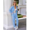 imageEkouaer Pajamas Set Long Sleeve Sleepwear Womens Button Down Nightwear Soft Pj Loungewear with PocketsBaby Blue