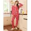 imageEkouaer Pajamas Set Long Sleeve Sleepwear Womens Button Down Nightwear Soft Pj Loungewear with PocketsChristmas Red With Santa Pattern