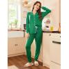 imageEkouaer Pajamas Set Long Sleeve Sleepwear Womens Button Down Nightwear Soft Pj Loungewear with PocketsGreen