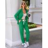 imageEkouaer Pajamas Set Long Sleeve Sleepwear Womens Button Down Nightwear Soft Pj Loungewear with PocketsGreen