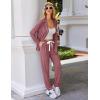 imageEkouaer Pajamas Set Long Sleeve Sleepwear Womens Button Down Nightwear Soft Pj Loungewear with PocketsOld Rose