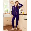 imageEkouaer Pajamas Set Long Sleeve Sleepwear Womens Button Down Nightwear Soft Pj Loungewear with PocketsPurple