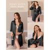 imageEkouaer Silk Robes for Women Short Satin Bathrobe Bridal Bridesmaids Robe 34 Sleeve Lingerie Nightwear with Pockets SXXLBlack