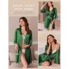 imageEkouaer Silk Robes for Women Short Satin Bathrobe Bridal Bridesmaids Robe 34 Sleeve Lingerie Nightwear with Pockets SXXLDark Green