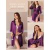 imageEkouaer Silk Robes for Women Short Satin Bathrobe Bridal Bridesmaids Robe 34 Sleeve Lingerie Nightwear with Pockets SXXLDark Purple