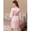 imageEkouaer Silk Robes for Women Short Satin Bathrobe Bridal Bridesmaids Robe 34 Sleeve Lingerie Nightwear with Pockets SXXLLight Pink