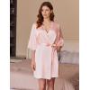 imageEkouaer Silk Robes for Women Short Satin Bathrobe Bridal Bridesmaids Robe 34 Sleeve Lingerie Nightwear with Pockets SXXLLight Pink