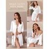 imageEkouaer Silk Robes for Women Short Satin Bathrobe Bridal Bridesmaids Robe 34 Sleeve Lingerie Nightwear with Pockets SXXLWhite