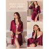 imageEkouaer Silk Robes for Women Short Satin Bathrobe Bridal Bridesmaids Robe 34 Sleeve Lingerie Nightwear with Pockets SXXLWine Red