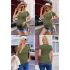 imageEkouaer Womens Maternity Shirts 3 Packs V Neck Tops Tunic Pregnancy Clothes Side Ruched Short Sleeve Casual T Shirt SXXLArmy GreenDark GreyBlack Flower