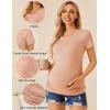 imageEkouaer Womens Maternity Shirts 3 Packs V Neck Tops Tunic Pregnancy Clothes Side Ruched Short Sleeve Casual T Shirt SXXLBlackArmy GreenDirty Pink