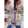 imageEkouaer Womens Maternity Shirts 3 Packs V Neck Tops Tunic Pregnancy Clothes Side Ruched Short Sleeve Casual T Shirt SXXLBlackBeigeLight Grey