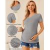 imageEkouaer Womens Maternity Shirts 3 Packs V Neck Tops Tunic Pregnancy Clothes Side Ruched Short Sleeve Casual T Shirt SXXLBlackBeigeLight Grey