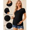 imageEkouaer Womens Maternity Shirts 3 Packs V Neck Tops Tunic Pregnancy Clothes Side Ruched Short Sleeve Casual T Shirt SXXLBlackDark GreyLight Grey