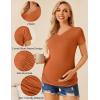 imageEkouaer Womens Maternity Shirts 3 Packs V Neck Tops Tunic Pregnancy Clothes Side Ruched Short Sleeve Casual T Shirt SXXLDark GreyMaroonCaramel