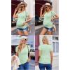 imageEkouaer Womens Maternity Shirts 3 Packs V Neck Tops Tunic Pregnancy Clothes Side Ruched Short Sleeve Casual T Shirt SXXLMaroonWhiteIce Green