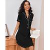 imageEkouaer Womens Nightgown Button Down Nightshirt V Neck Sleepshirt Short Sleeve Sleepwear Soft Pajama DressBlack