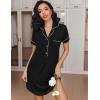 imageEkouaer Womens Nightgown Button Down Nightshirt V Neck Sleepshirt Short Sleeve Sleepwear Soft Pajama DressBlack