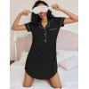 imageEkouaer Womens Nightgown Button Down Nightshirt V Neck Sleepshirt Short Sleeve Sleepwear Soft Pajama DressBlack
