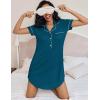 imageEkouaer Womens Nightgown Button Down Nightshirt V Neck Sleepshirt Short Sleeve Sleepwear Soft Pajama DressBlue Green