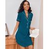 imageEkouaer Womens Nightgown Button Down Nightshirt V Neck Sleepshirt Short Sleeve Sleepwear Soft Pajama DressBlue Green