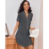 imageEkouaer Womens Nightgown Button Down Nightshirt V Neck Sleepshirt Short Sleeve Sleepwear Soft Pajama DressDark Grey