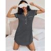imageEkouaer Womens Nightgown Button Down Nightshirt V Neck Sleepshirt Short Sleeve Sleepwear Soft Pajama DressDark Grey