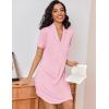imageEkouaer Womens Nightgown Button Down Nightshirt V Neck Sleepshirt Short Sleeve Sleepwear Soft Pajama DressDeep Pink