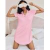 imageEkouaer Womens Nightgown Button Down Nightshirt V Neck Sleepshirt Short Sleeve Sleepwear Soft Pajama DressDeep Pink