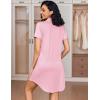 imageEkouaer Womens Nightgown Button Down Nightshirt V Neck Sleepshirt Short Sleeve Sleepwear Soft Pajama DressDeep Pink