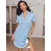 imageEkouaer Womens Nightgown Button Down Nightshirt V Neck Sleepshirt Short Sleeve Sleepwear Soft Pajama DressLight Blue