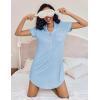 imageEkouaer Womens Nightgown Button Down Nightshirt V Neck Sleepshirt Short Sleeve Sleepwear Soft Pajama DressLight Blue