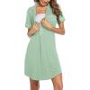 imageEkouaer Womens Nightgown Button Down Nightshirt V Neck Sleepshirt Short Sleeve Sleepwear Soft Pajama DressLight Green