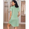 imageEkouaer Womens Nightgown Button Down Nightshirt V Neck Sleepshirt Short Sleeve Sleepwear Soft Pajama DressLight Green