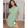 imageEkouaer Womens Nightgown Button Down Nightshirt V Neck Sleepshirt Short Sleeve Sleepwear Soft Pajama DressLight Green