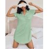 imageEkouaer Womens Nightgown Button Down Nightshirt V Neck Sleepshirt Short Sleeve Sleepwear Soft Pajama DressLight Green