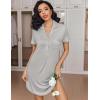 imageEkouaer Womens Nightgown Button Down Nightshirt V Neck Sleepshirt Short Sleeve Sleepwear Soft Pajama DressLight Grey